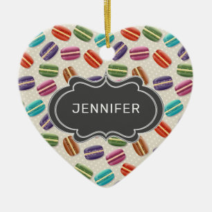 Cute Colourful Macarons Pattern with Fancy Frame Ceramic Ornament