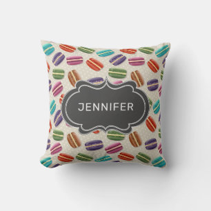 Cute Colourful Macarons Pattern with Fancy Frame Cushion