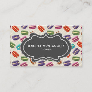 Cute Colourful Macarons Pattern with Polka Dots Business Card