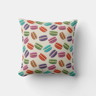 Cute Colourful Macarons Pattern with Polka Dots Cushion
