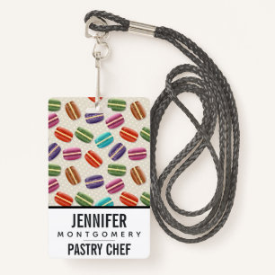 Cute Colourful Macarons Pattern with Polka Dots ID Badge