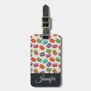 Cute Colourful Macarons Pattern with Polka Dots Luggage Tag