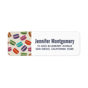 Cute Colourful Macarons Pattern with Polka Dots Return Address Label