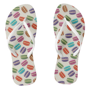Cute Colourful Macarons Pattern with Polka Dots Thongs