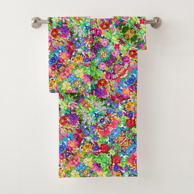 Cute colourful magic flowers All-Over-Print T-Shir Bath Towel Set (Insitu)