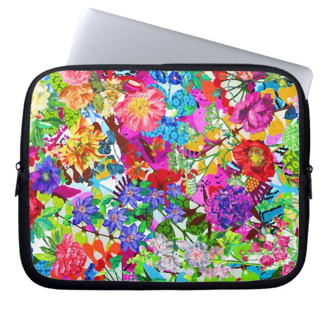 Cute colourful magic flowers All-Over-Print T-Shir Laptop Sleeve (Front)