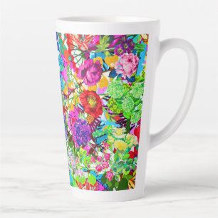 Cute colourful magic flowers latte mug