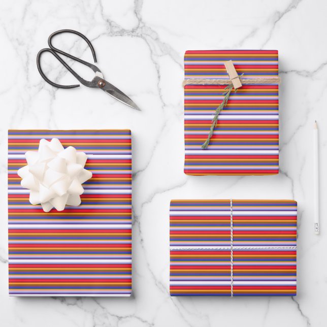 Cute colourful magic stripes wrapping paper sheet (Front)