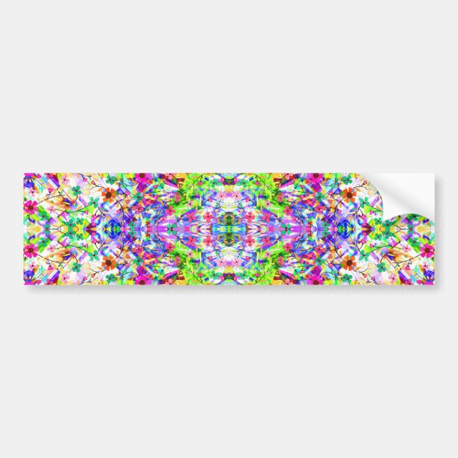 Cute colourful magic summer flowers bumper sticker (Front)