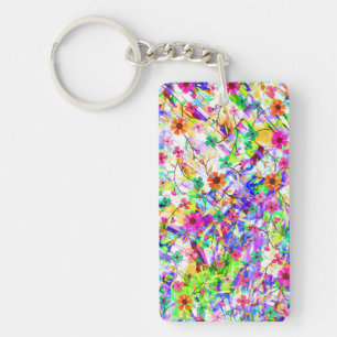 Cute colourful magic summer flowers key ring