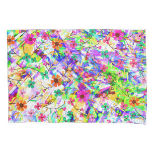 Cute colourful magic summer flowers pillowcase