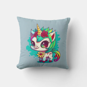 Cute Colourful Magical Creature Unicorn Artwork   Cushion