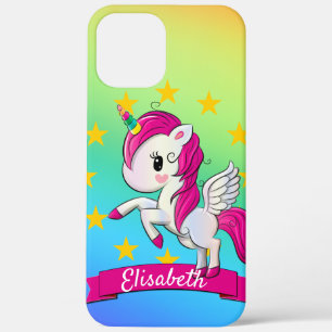 Cute Colourful Magical Unicorn Rainbow Kids Name iPhone 12 Pro Max Case