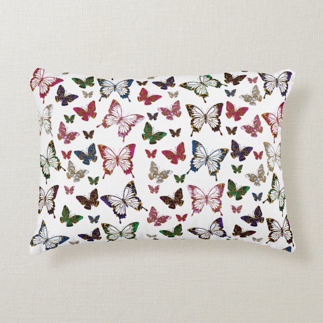 Cute Colourful Marble Butterfly Spring Pattern Decorative Cushion (Front)