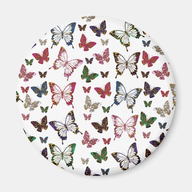 Cute Colourful Marble Butterfly Spring Pattern Magnet (Front)