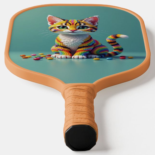 Cute Colourful Margay Candy Cat Pickleball Paddle (Laydown)