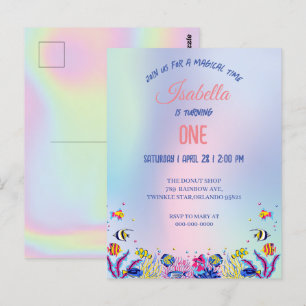 Cute Colourful mermaid Rainbow Birthday party kids Postcard