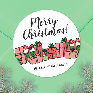 Cute Colourful Merry Christmas Classic Round Sticker