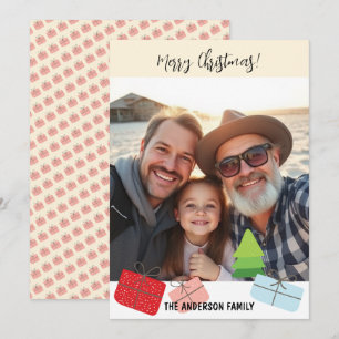 Cute Colourful Merry Christmas One Photo Holiday Card
