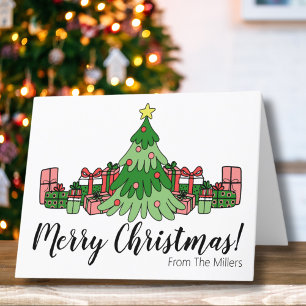 Cute Colourful Merry Christmas Tree Holiday Card
