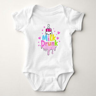 Cute Colourful "Milk Drunk" Funny Baby Bodysuit