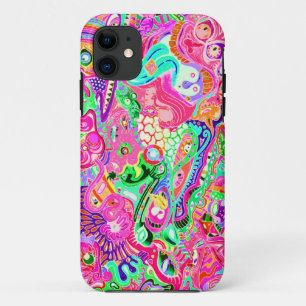 Cute colourful mixed abstract monsters iPhone 11 case