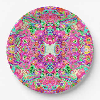 Cute colourful mixed abstract monsters paper plate