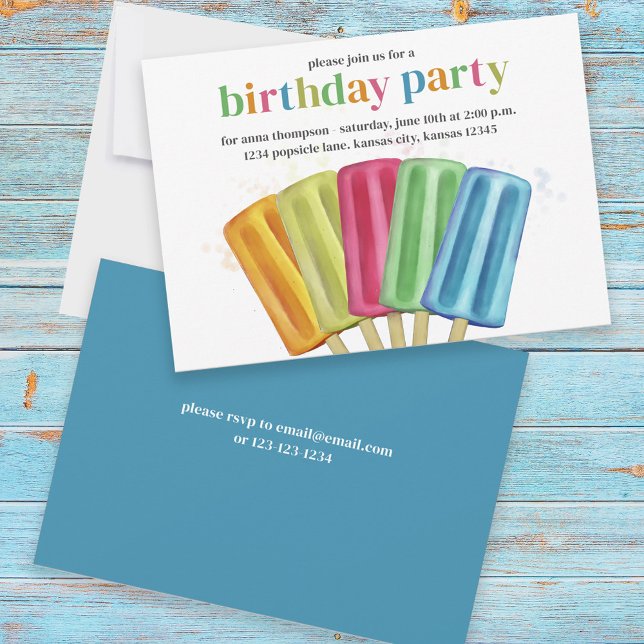 Cute Colourful Modern Birthday Popsicles Summer Invitation (Creator Uploaded)