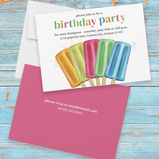 Cute Colourful Modern Birthday Popsicles Summer Invitation (Creator Uploaded)