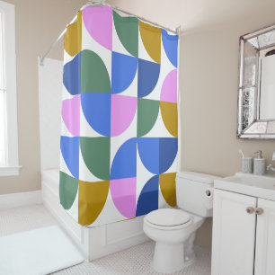 Cute Colourful Modern Geometric Shapes Blue Purple Shower Curtain