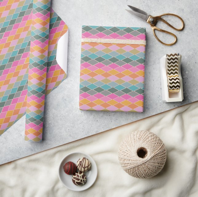 Cute Colourful Modern Geometric Shapes Pattern Wrapping Paper (Crafts)
