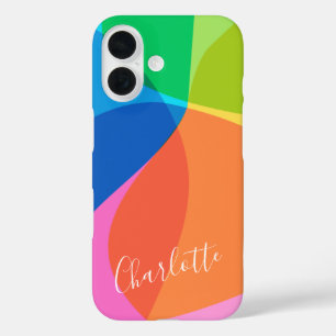 Cute Colourful Modern Geometric Shapes Personalise iPhone 16 Case