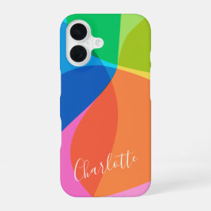 Cute Colourful Modern Geometric Shapes Personalise iPhone 16 Case