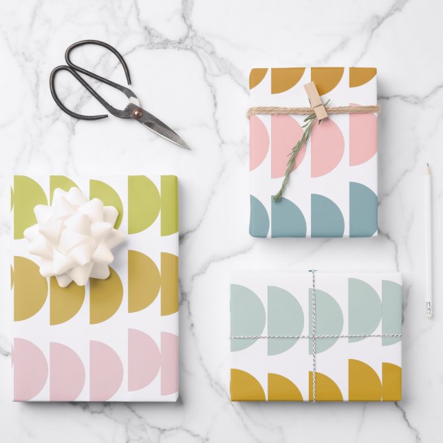 Cute Colourful Modern Geometric Shapes Variety Wrapping Paper Sheet (Front)