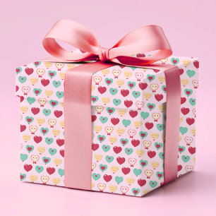 Cute Colourful Modern Love Heart Pattern Wrapping Paper