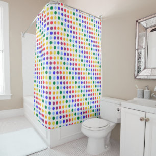 Cute Colourful Modern Rainbow Dots Shower Curtain