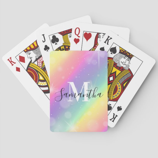 Cute Colourful Monogram Playing Cards (Back)