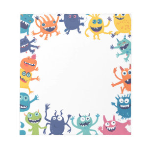 Cute Colourful Monster Border Notepad Kids Cartoon