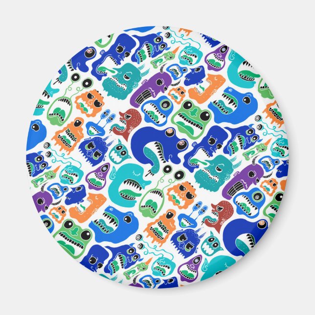 Cute colourful monsters face patterns Case-Mate iP Magnet (Front)