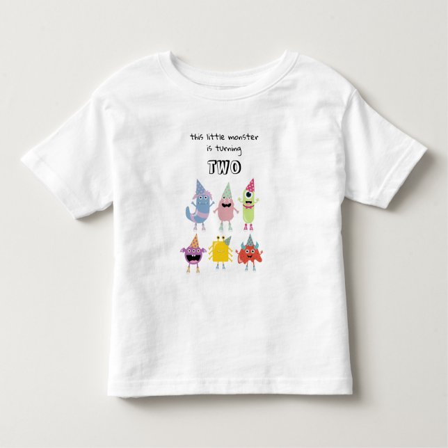 Cute Colourful Monsters Funny Boys Birthday Party Toddler T-Shirt (Front)