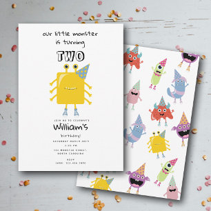 Cute Colourful Monsters Funny Kids Birthday Party Invitation