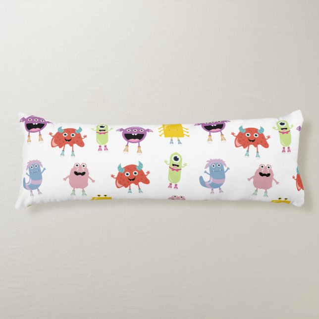 Cute Colourful Monsters Funny Kids Pattern Body Cushion (Front)