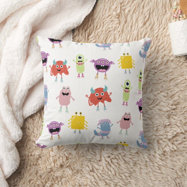 Cute Colourful Monsters Funny Kids Pattern Cushion (Blanket)