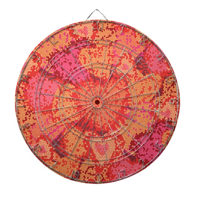 Cute colourful mosaic hearts background design dartboard (Front)
