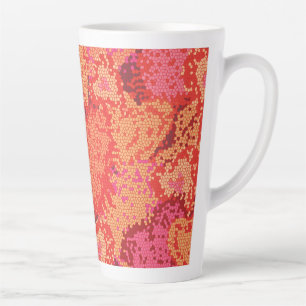 Cute colourful mosaic hearts background design latte mug