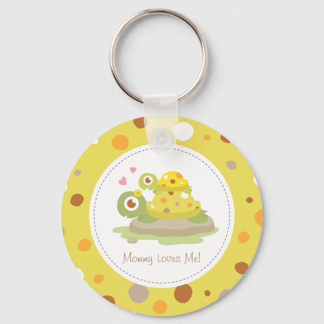Cute Colourful Mummy Turtle and Child Key Ring (Front)