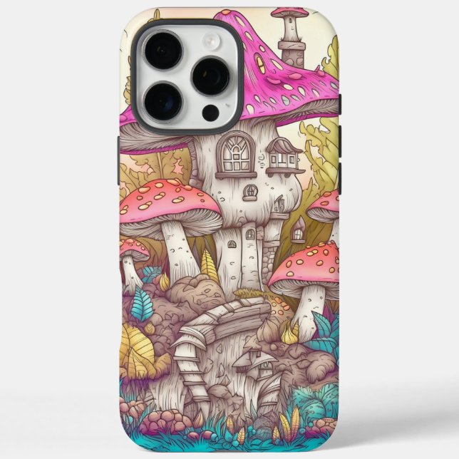 Cute Colourful Mushroom House Art Case-Mate iPhone Case (Back)