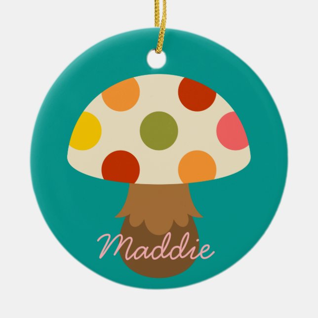 Cute colourful mushrooms ceramic ornament (Front)