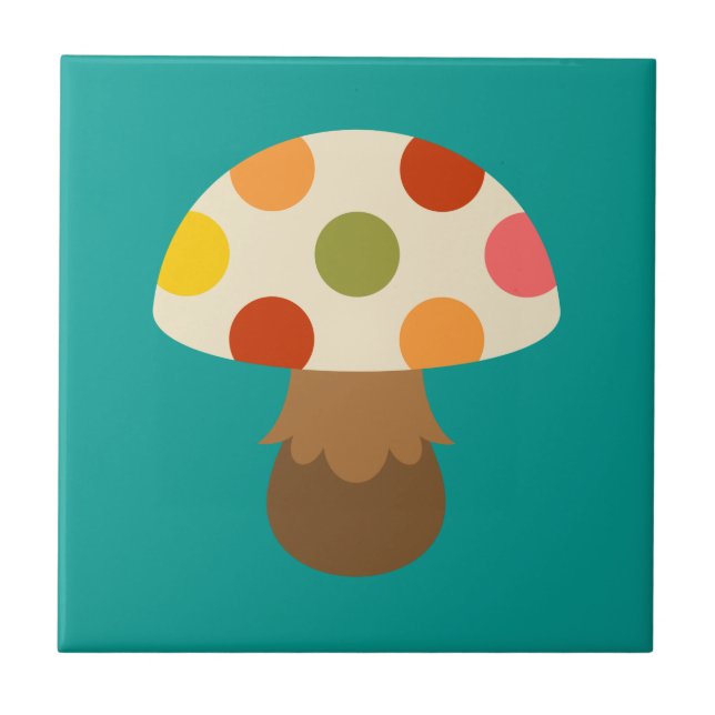 Cute colourful mushrooms ceramic tile (Front)
