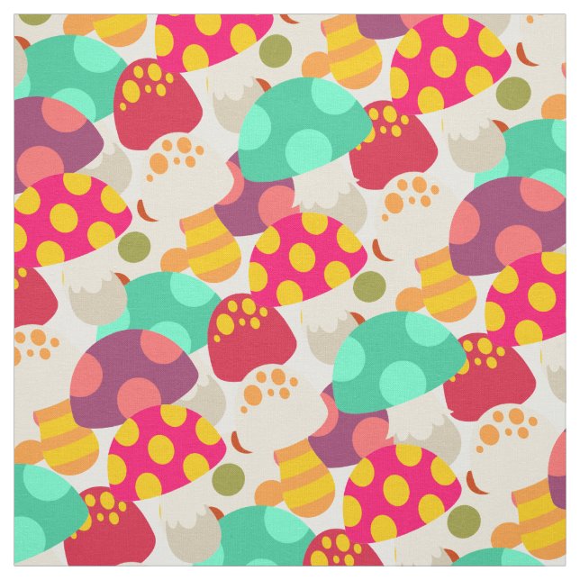 Cute colourful mushrooms fabric (Swatch)